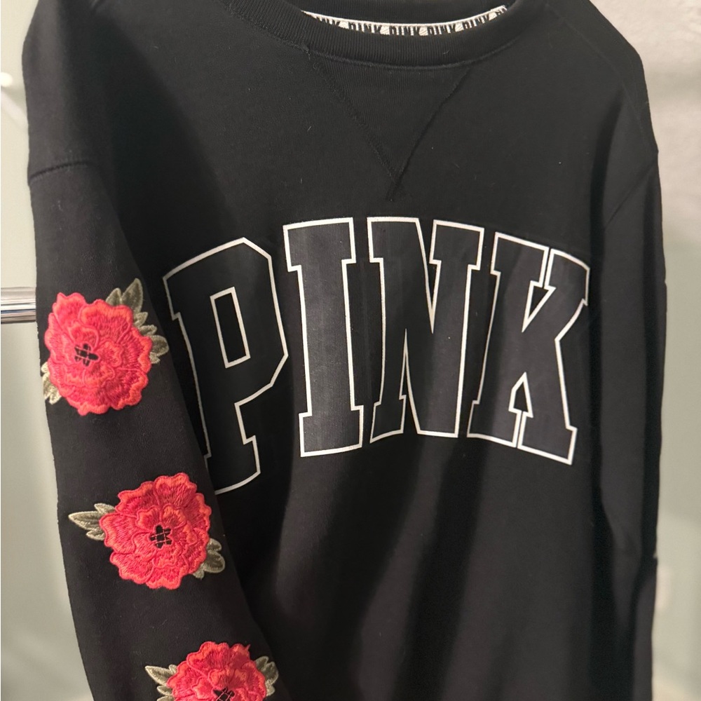 PINK Victoria's Secret Black Jacket with Pink Floral Accents